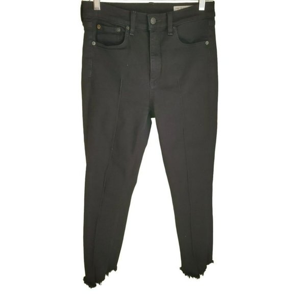 Rag & Bone Women's High Rise Ankle Skinny Black Denim Jeans 28 Stretch Raw Hem - Picture 7 of 8